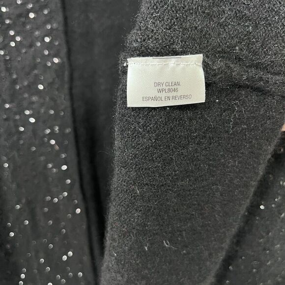 Charter Club Luxury Cardigan Women L Black 100% Cashmere Sequins Long Open Soft - Picture 8 of 11